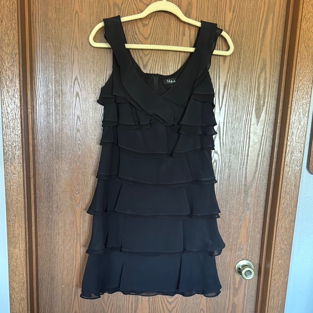 Max Studio Black Ruffled Tiered Mini Dress